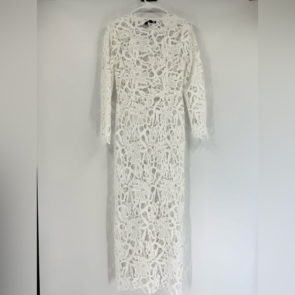 Alexia Admor Crochet Lace Beach Cover-Up Long Maxi Dress, White, Size XS - Picture 5 of 9